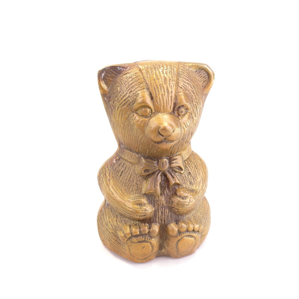 Vintage Heavy Brass Teddy Bear Cholds Bank 5.25 Etsy