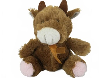 Vintage Soft Cow Plush Stuffed Animal with Bow 8.25" Tall