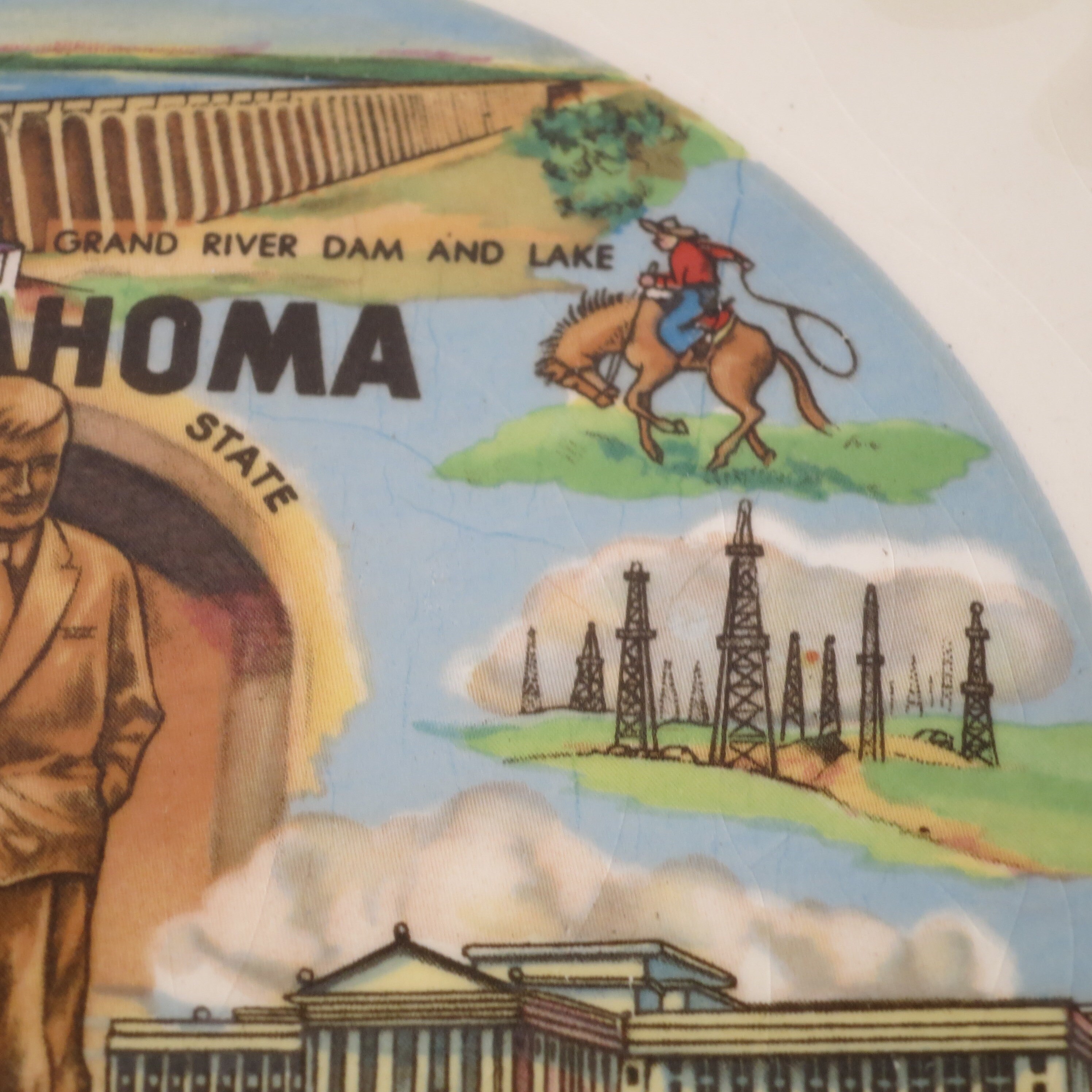 Oklahoma State Themed Porcelain 10.75 Collector's Plate Gift Shop Souvenir