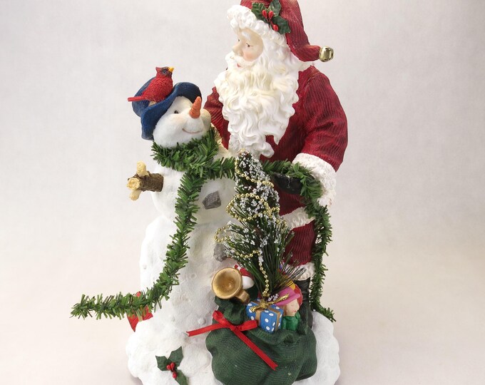 Vintage JCPenney Holiday Santa Musical Statue with Snowman 11"