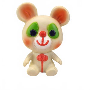 Vintage Red and White Baby Bear Rubber Squeaker Squeeze Toy