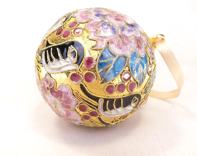 Vintage Cloisonne Birds & Flowers Ornament