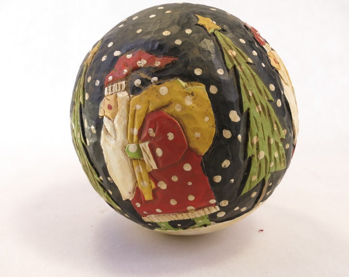 Vintage Santa Claus Resin Decor Ball 5" Christmas Decor