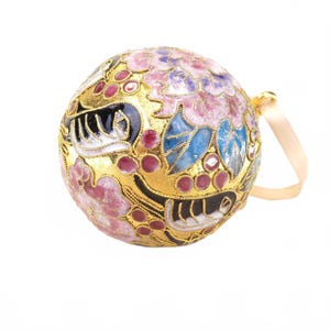 Vintage Cloisonne Birds & Flowers Ornament