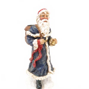 Vintage Blue Santa Candle Holder Figurine Old World Style Accents 8&quot;