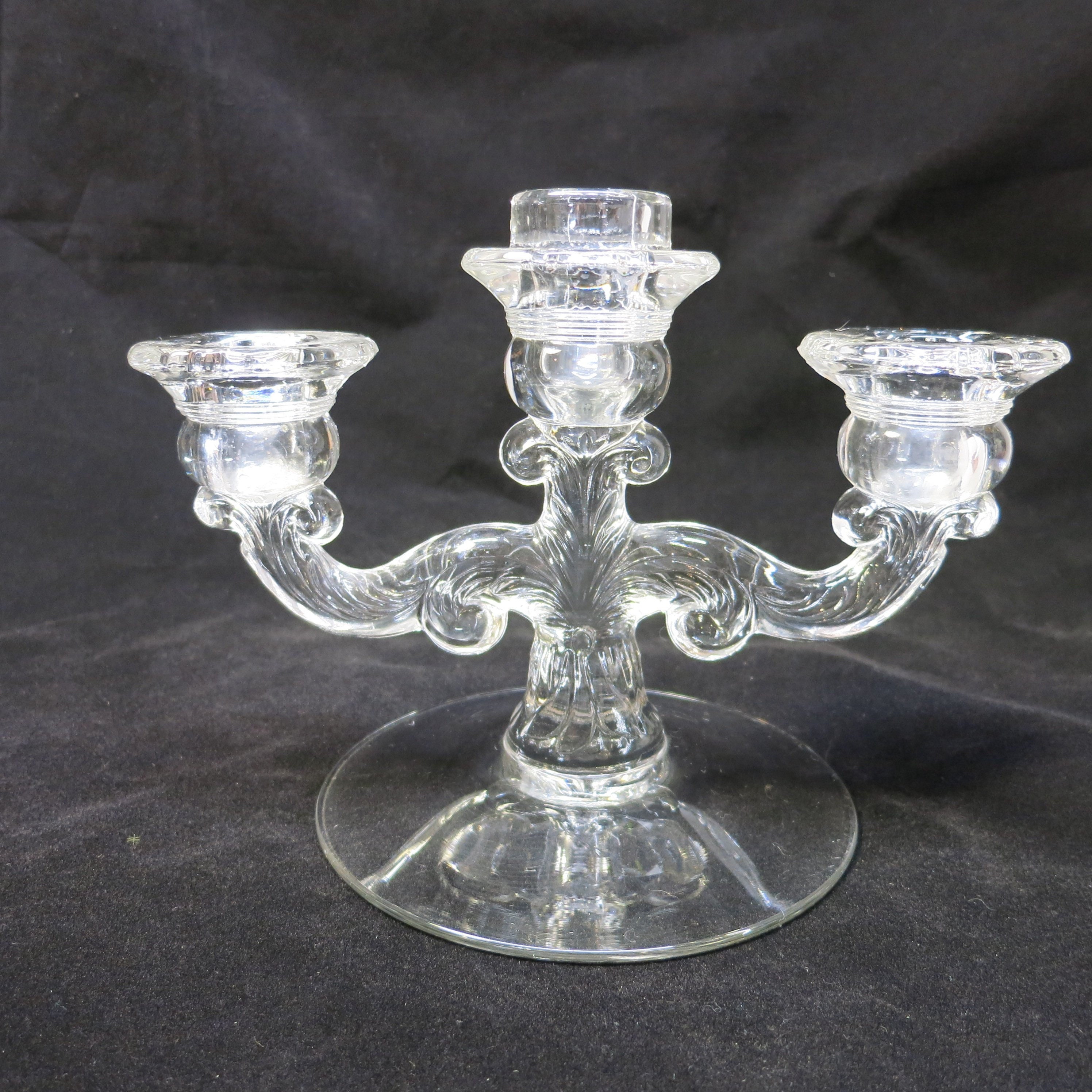 Vintage Trio Cambridge Crystal 1307 Triple Candle Stick Holders Elegant