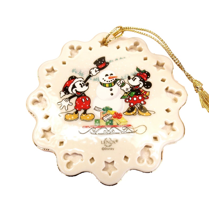 Disney Lenox Ornament Mickey and Minnie Building Snowman Etsy