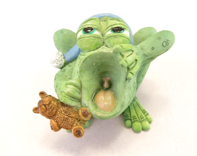Sprogz 1994 Holland Studio Craft Hop To Bed Vintage Frog Yawning 1.75"