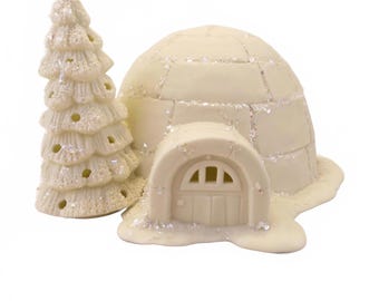Christmas Decoration House Department 56 Icy Igloo Snowbabies With Light 1989
