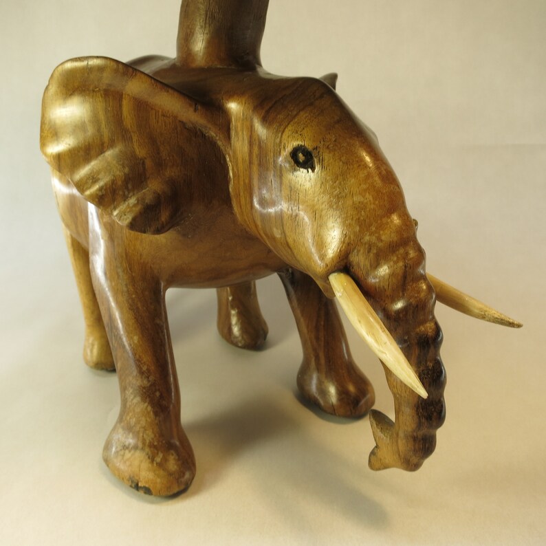 Bali Hand Carved Elephant Drink Table or Stool Solid Wood