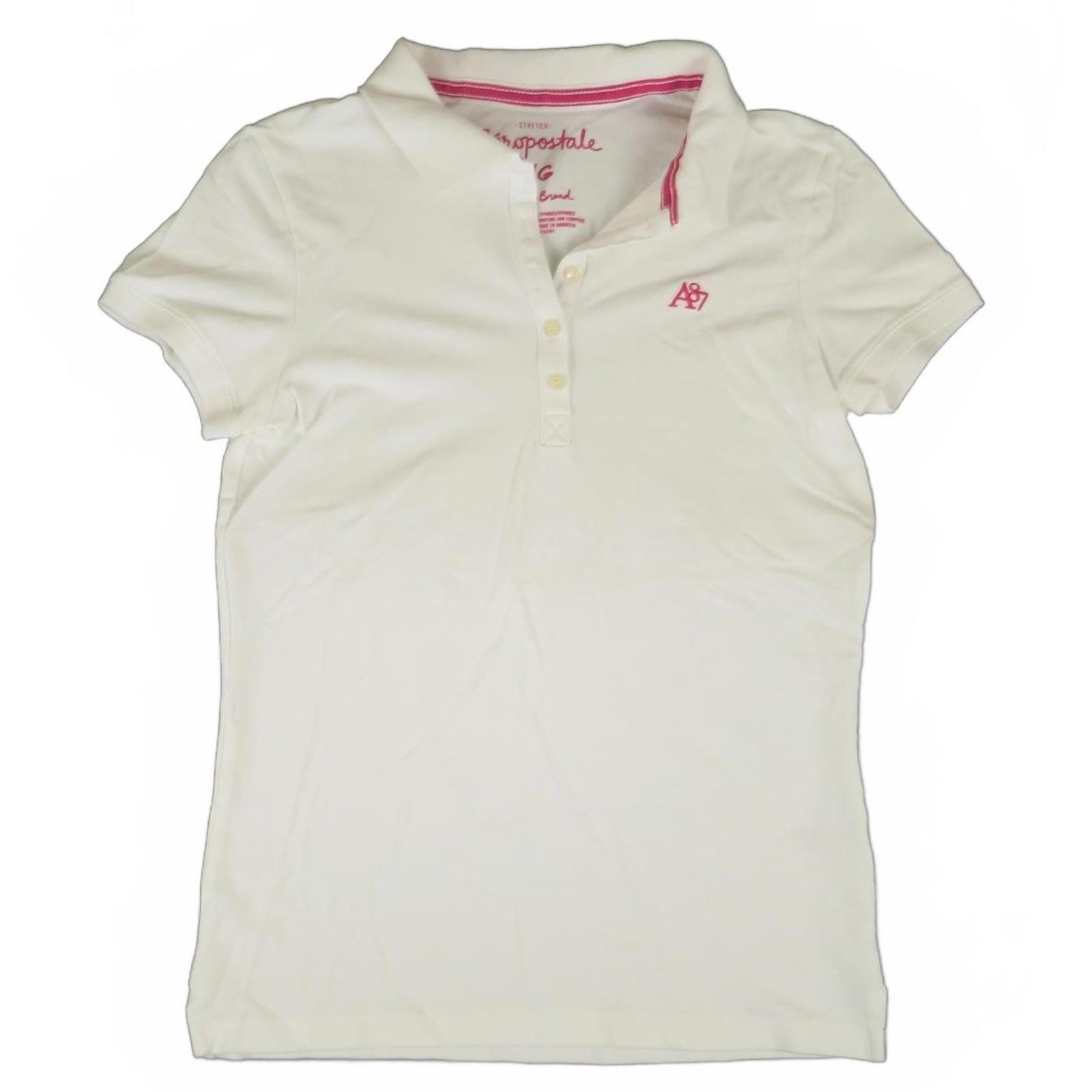 Aeropostale White Stretch Polo Shirt Women's Large