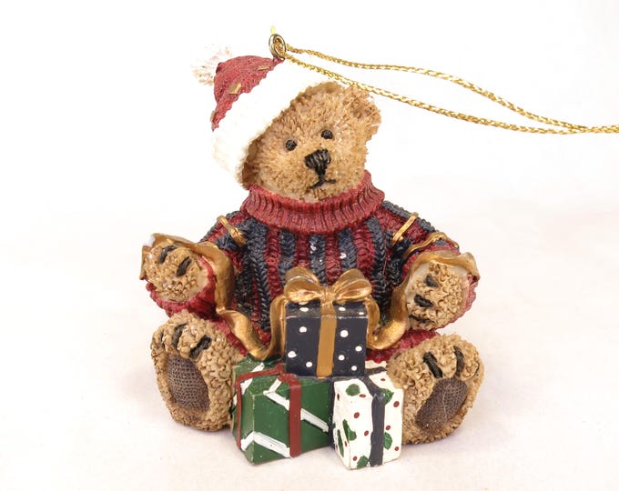 Vintage Sweater Bear Resin Ornament 3" Tall
