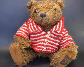 Giorgio Beverly Hills 1996 Collectors Bear Brown Shaggy Teddy Plush 14" Red Sweater