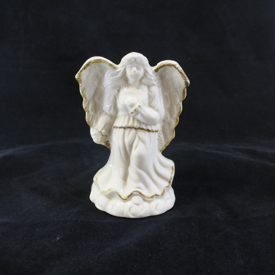 Vintage Ceramic Angel Candle Holder Figurine White With Gold Etsy