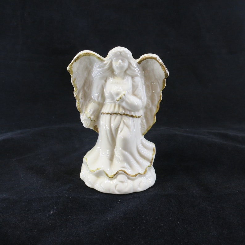 Vintage Ceramic Angel Candle Holder Figurine White With Gold Etsy