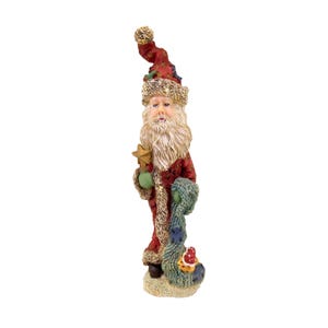 Classic Skinny Santa with Stocking & Mouse Vintage Figurine 7.5&quot; Christmas Decor