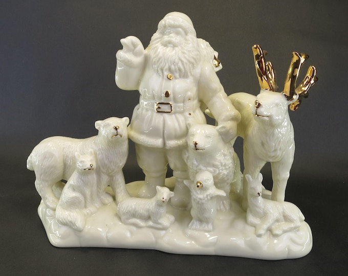 Vintage Mikasa Santa with Animals Figurine from Mikasa Holiday Elegance