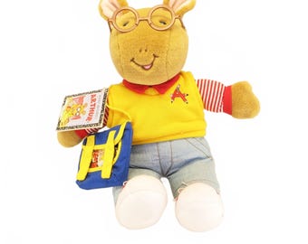 Vintage Arthur Marc Brown Plush 15" PBS Kids Collectible 1999 with Bag