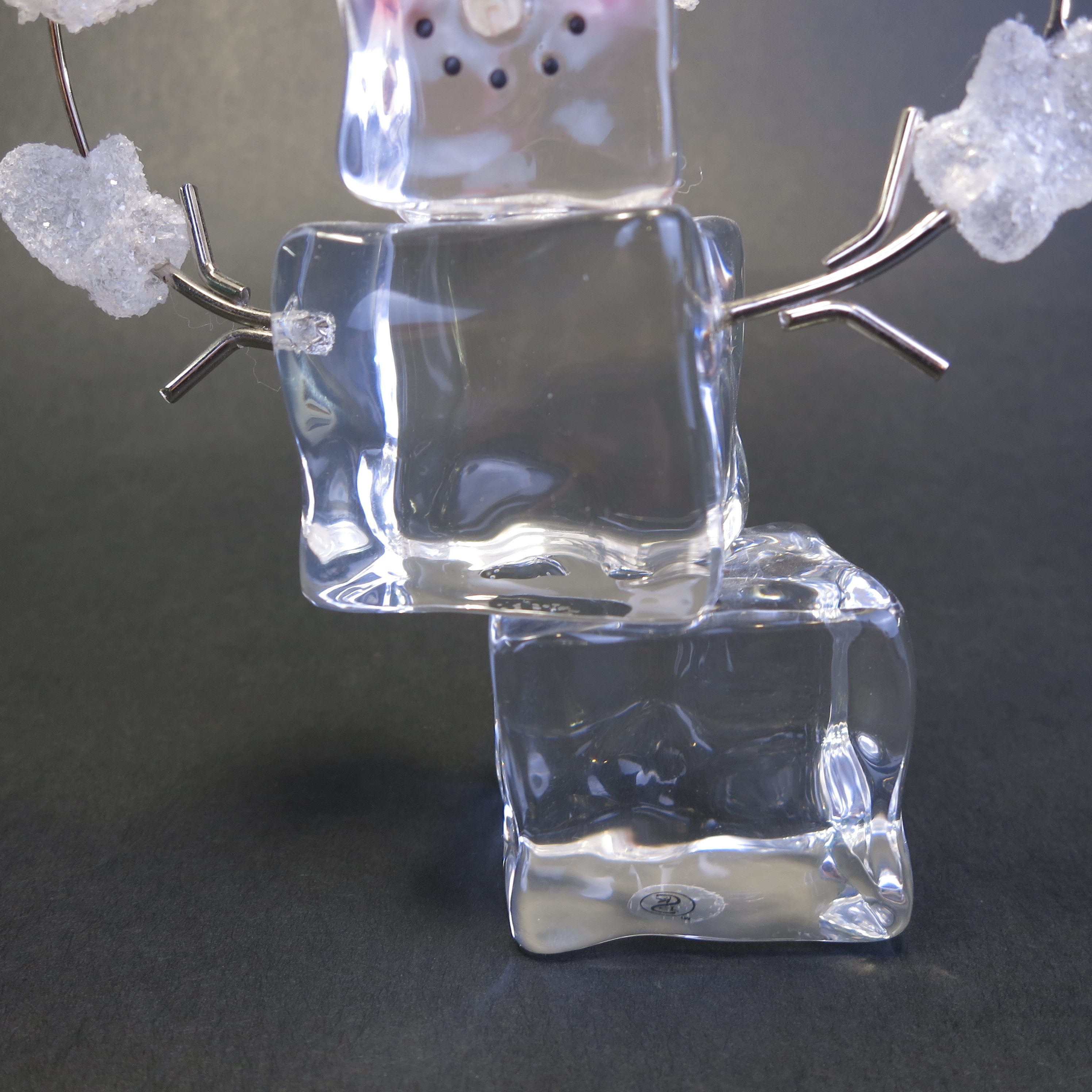 Acrylic Ice Cube Snowman Holiday Christmas Ornament 5.75 Juggling Snowballs  Dept 56