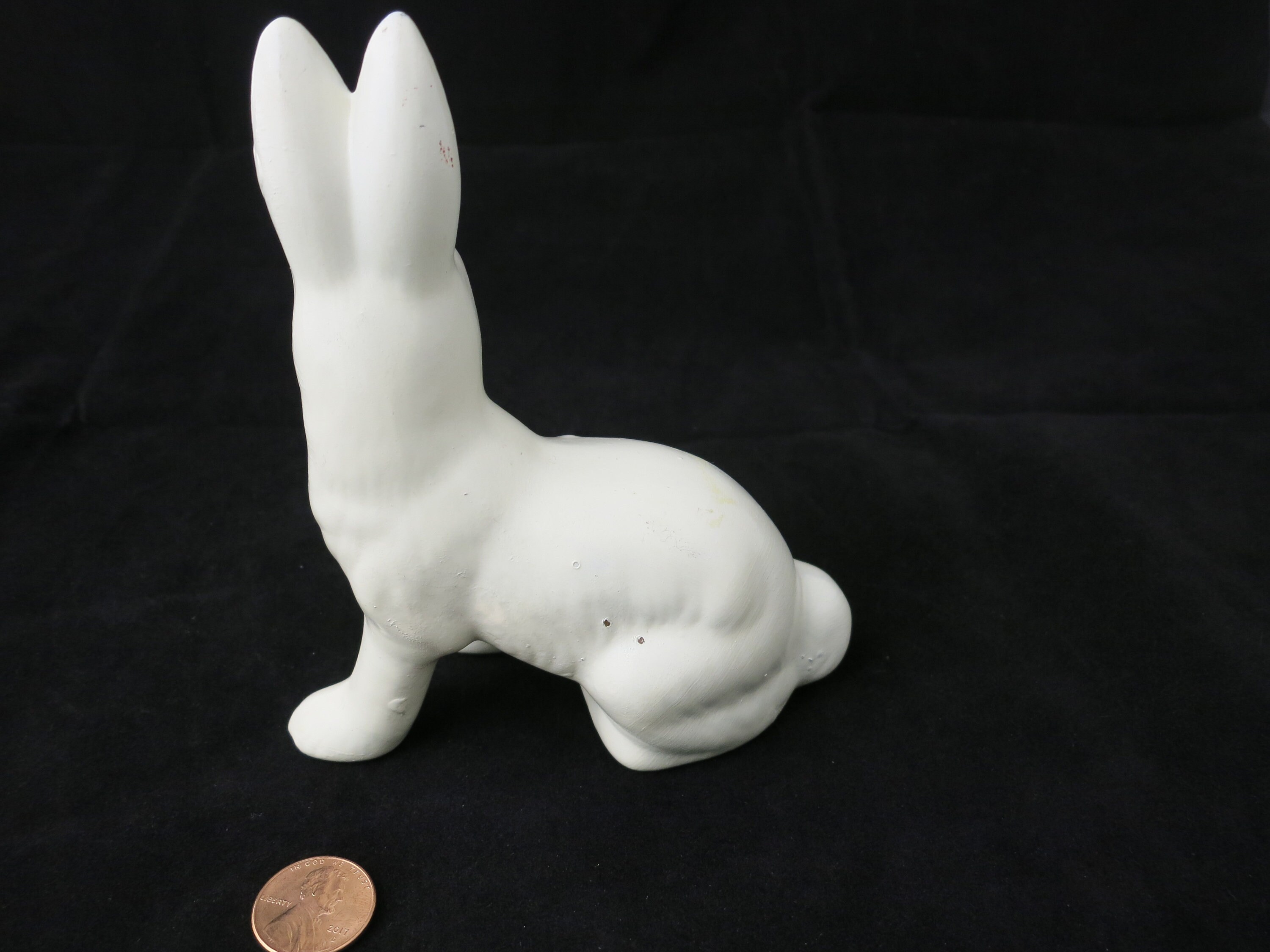 Vintage White Easter Bunny Rabbit Statue Fun Decor