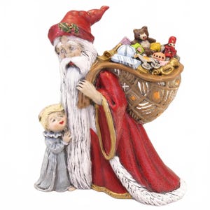 Vintage Old World Santa Claus with Child Painted 9.75&quot;