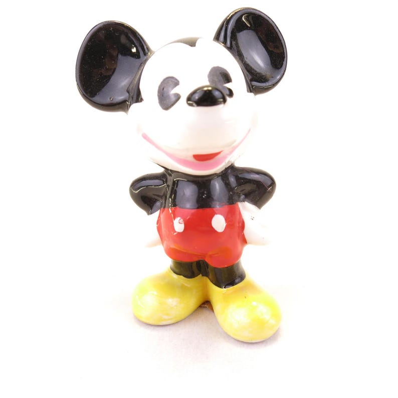 Classic Vintage Walt Disney Porcelain Mickey Mouse 2.75" Figurine Disneyland Tag imagem 1