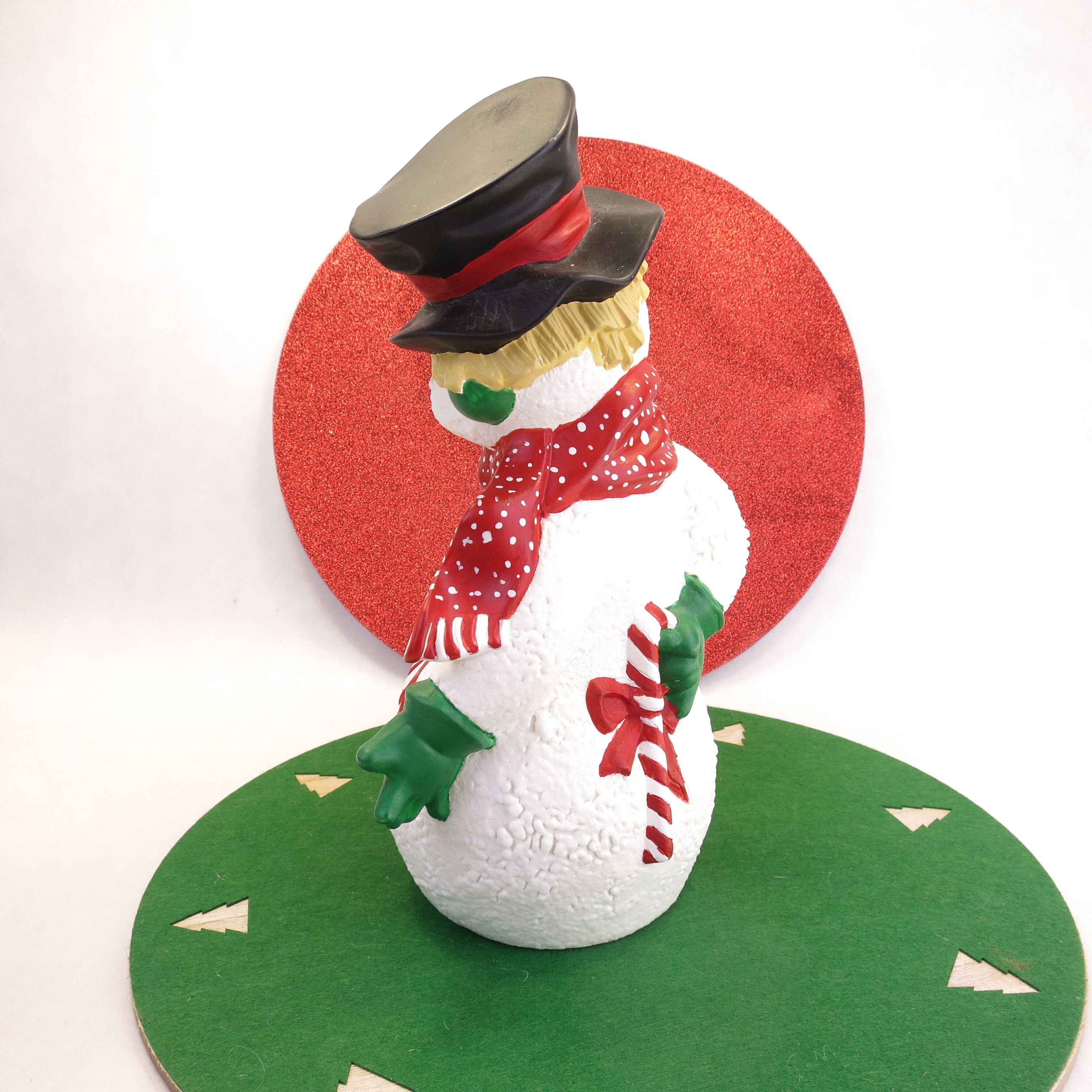 Large Vintage Ceramic Snowman Statue 10.75 Tall 1980's Holiday Decor