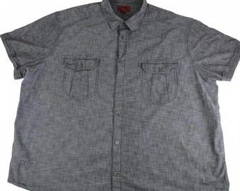 Foundry Young Men's 4XL Short Sleeve Button-Up Shirt Gray