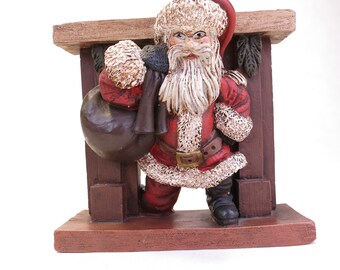 Vintage Santa Claus Figure Coming down Chimney 5.25" Christmas Decor