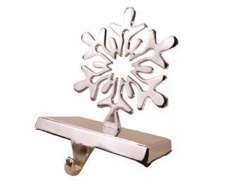 Vintage Silver Color Christmas Snowflake Stocking Holder Modern Design Simple