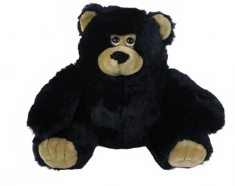 Fancy Zoo Large 80's Black Bear Plush 12" Stuffed Animal