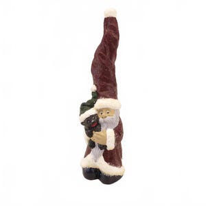 Skinny Santa with Black Dog Vintage Figurine 7.25&quot; Christmas Decor