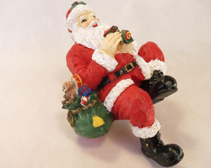 Vintage Santa Christmas Stocking Holder, Heavy 4.5" tall sitting, 7" overall