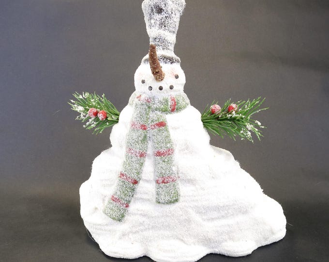 Vintage 8.5" Flocked Melting Snowman Statue with Branch Arms