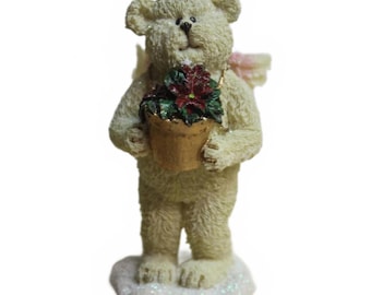 Lil Wings Chrissy Christmas Poinsettia Boyds Angel Bear Figurine 3"