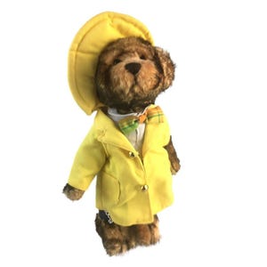 Pickford Brass Button Bear 1930&#39;s Style Mookie 12&quot; Plush w/ Raincoat & Bow Tie