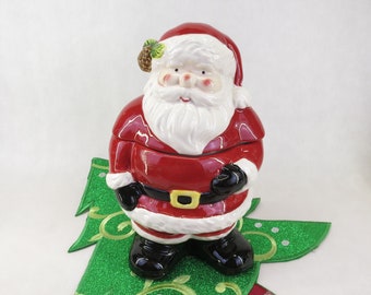 Vintage Jolly Santa Claus Christmas Cookie Jar 11" Holiday Kitchen Decor