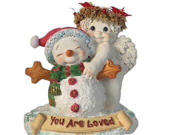 Dreamsicles Cherub Angel Snowman Figurine You Are Loved Christmas Kristin 2003