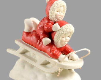 Snowbabies "Look Out Below" with Sled Department 56 Item #67504