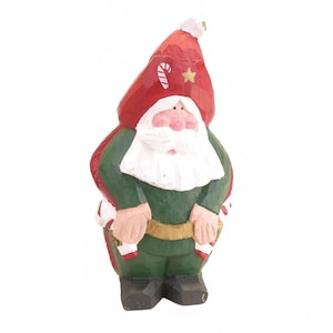 Rustic Hand Carved Wood Santa Claus Christmas Statue Holiday Decoration