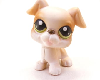 Hasbro Littlest Pet Shop 235 Light Brown Boxer Dog with Green Eyes LPS