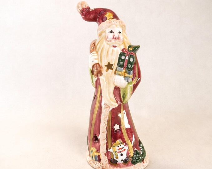 Vintage FLOMO Santa Ceramic Tea Light Candle Holder 7.5" Tall
