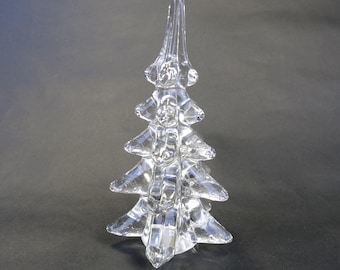 Vintage Silvestri Christmas Tree Crystal Clear Art Glass Christmas Pine Tree 5" Tall