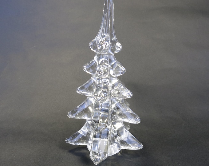 Vintage Silvestri Christmas Tree Crystal Clear Art Glass Christmas Pine Tree 5" Tall