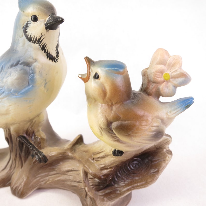 Vintage Tilso Japan Blue Jay Bluebird Bird With Chick Figurine Etsy