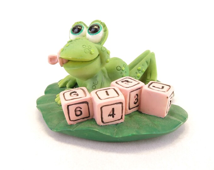 Sprogz 1994 Holland Studio Craft It's a Girl Baby Frog on Lilypad 1.75"