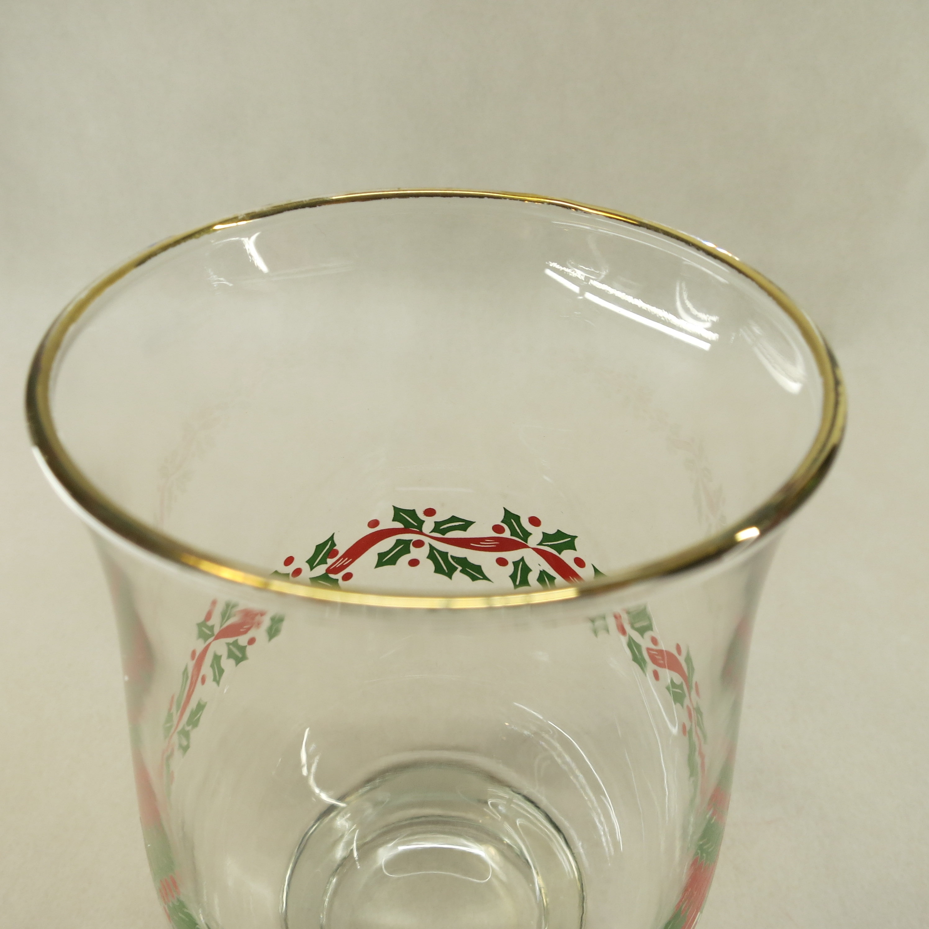 Set of 12 Vintage Christmas Glasses With Red Green Holly Band Etsy UK