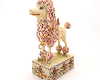 Jim Shore Retired Heartwood Creek Lulu Pink Poodle Dog Figurine 2005 by Enesco