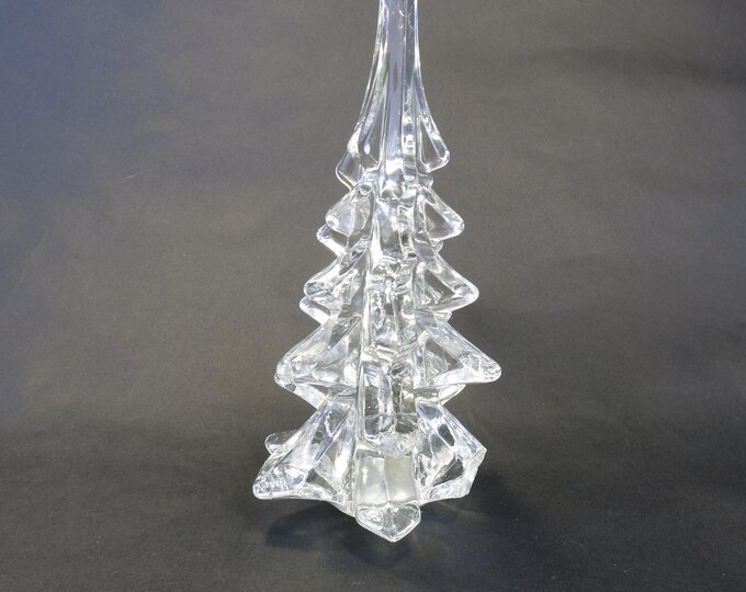 DAMAGED Vintage Silvestri Christmas Tree Crystal Clear Art Glass Christmas Pine Tree 6.5" Tall