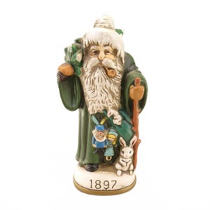 Reproduction Santa Claus 1897 Hand Painted Ceramic Ornament 5&quot; Retro